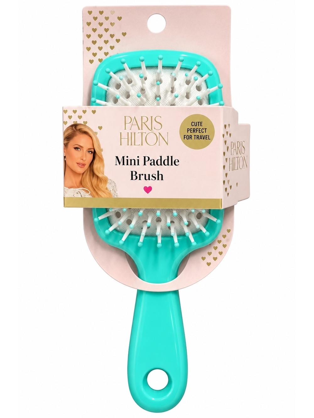 Paris Hilton Mini Paddle Hair Brush Aqua Blue Travel Size NEW
